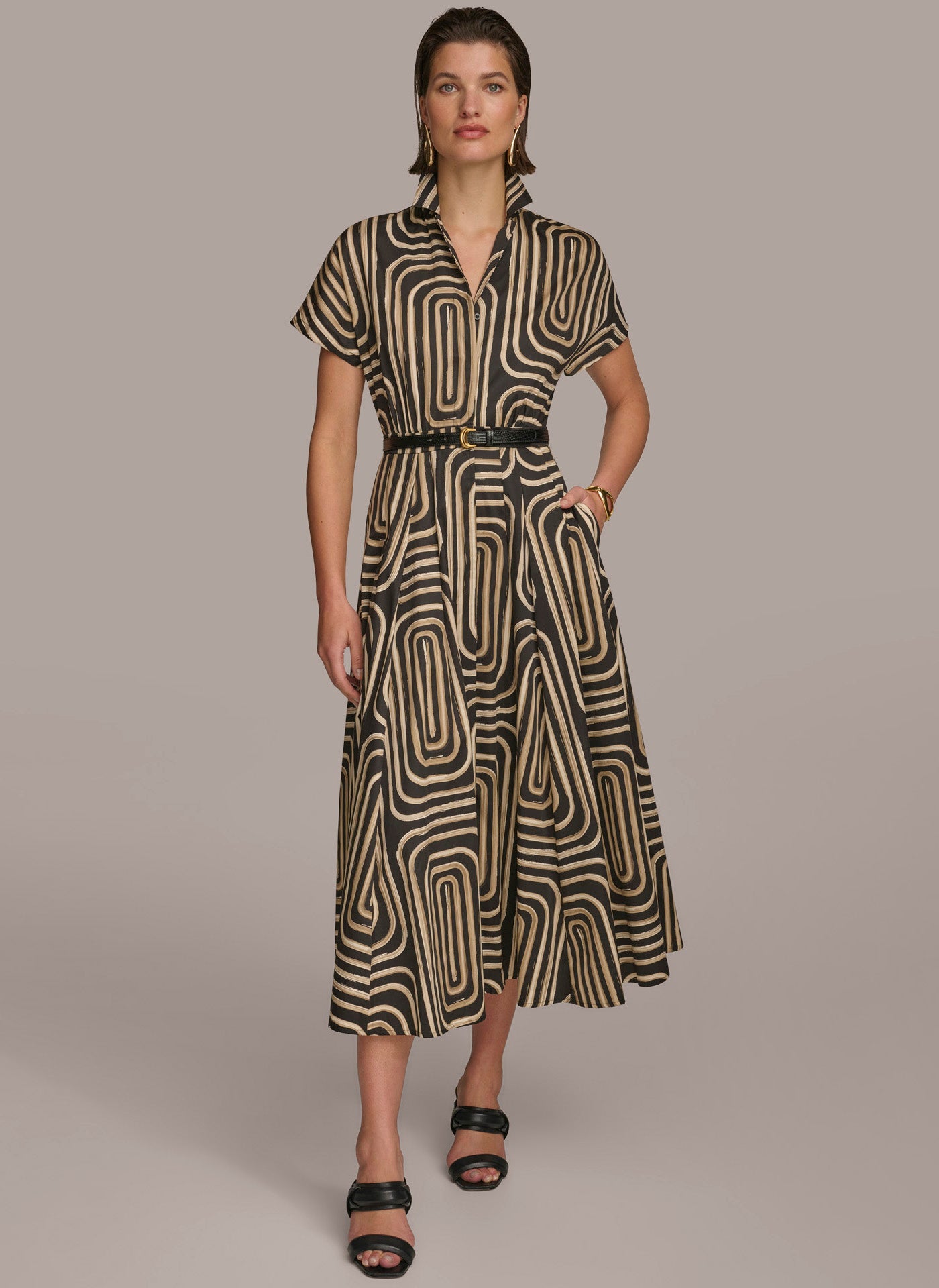 (image for) STAND OUT FROM THE CROWD PRINT BELTED SHIRT DRESS